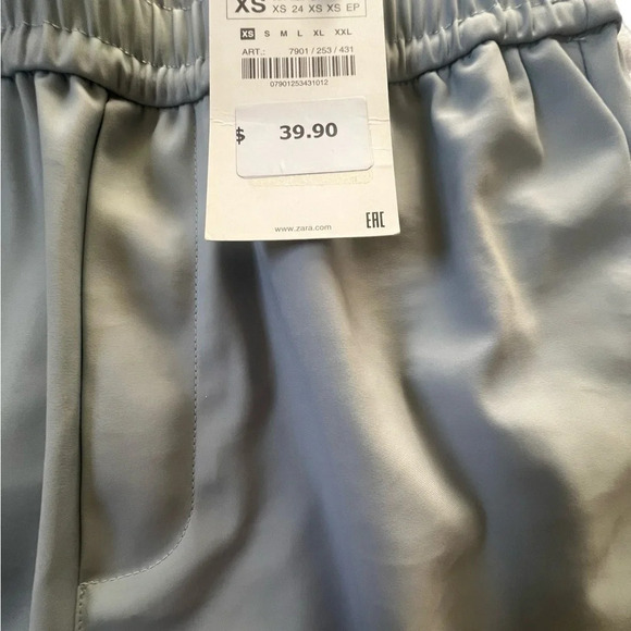 New with tags size XS Zara high waisted pull on joggers gray tech material - Picture 4 of 6